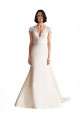 Satin A-Line Chapel Train Cap Sleeves Keyhole Back Wedding Dress Glasgow