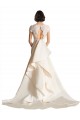 Satin A-Line Chapel Train Cap Sleeves Keyhole Back Wedding Dress Glasgow