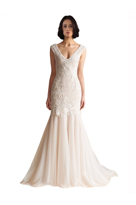 Tulle Mermaid Sweep Train Sleeveless Low Back Wedding Dress Glasgow