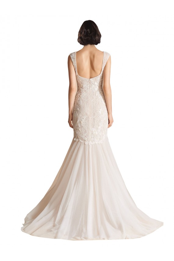 Tulle Mermaid Sweep Train Sleeveless Low Back Wedding Dress Glasgow