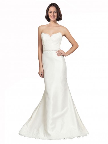 Satin & Lace Trumpet Chapel Train Sleeveless Wedding Dress Glasgow