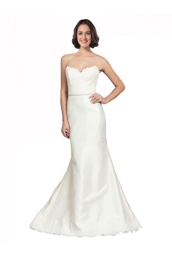 Satin & Lace Trumpet Chapel Train Sleeveless Wedding Dress Glasgow