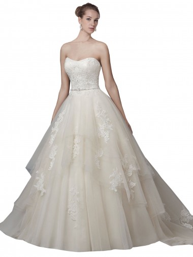 Tulle & Lace Ball Gown Chapel Train Sleeveless Low Back Wedding Dress Glasgow