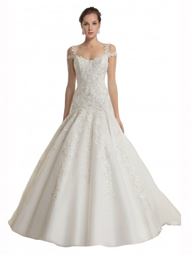 Tulle & Lace Mermaid Sweep Train Sleeveless Ivory Wedding Dress Glasgow