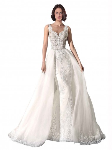 Tulle & Lace Mermaid Chapel Train Sleeveless Wedding Dress Glasgow