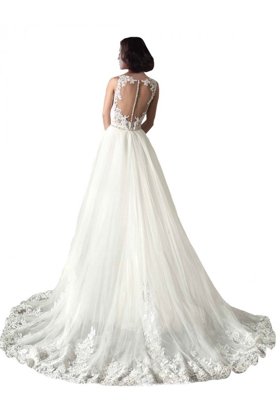 Tulle & Lace Mermaid Chapel Train Sleeveless Wedding Dress Glasgow