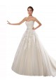 Tulle & Lace A-Line Chapel Train Sleeveless Strapless Wedding Dress Glasgow