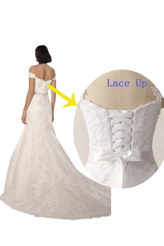 Lace Mermaid Chapel Train Sleeveless White Beach Wedding Dress Glasgow