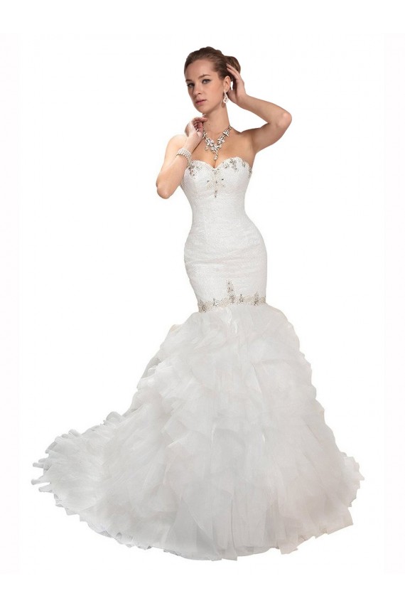 Tulle Mermaid Chapel Train Sleeveless Sweetheart Wedding Dress Glasgow