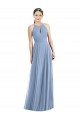 Soft Chiffon A-Line Long Sleeveless Dusty Blue Evening Dresses Glasgow