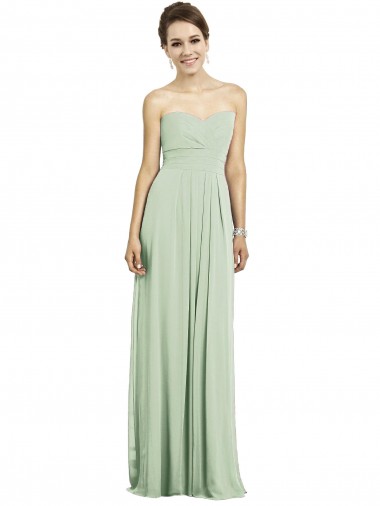 Soft Chiffon A-Line Long Sleeveless Sage Bridesmaid Gowns Glasgow