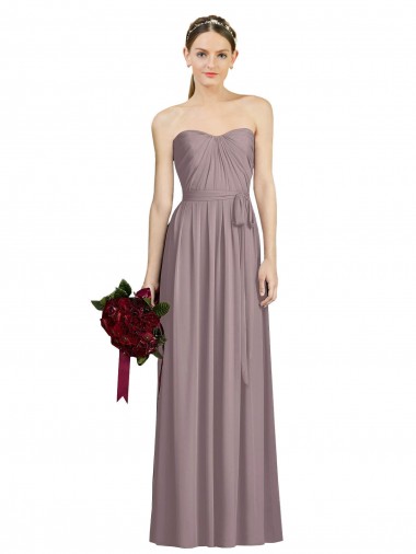 Soft Chiffon A-Line Long Sleeveless Dusty Rose Bridesmaid Gowns Glasgow