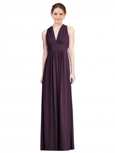 Soft Chiffon A-Line Long Sleeveless Grape Bridesmaid Dress Glasgow