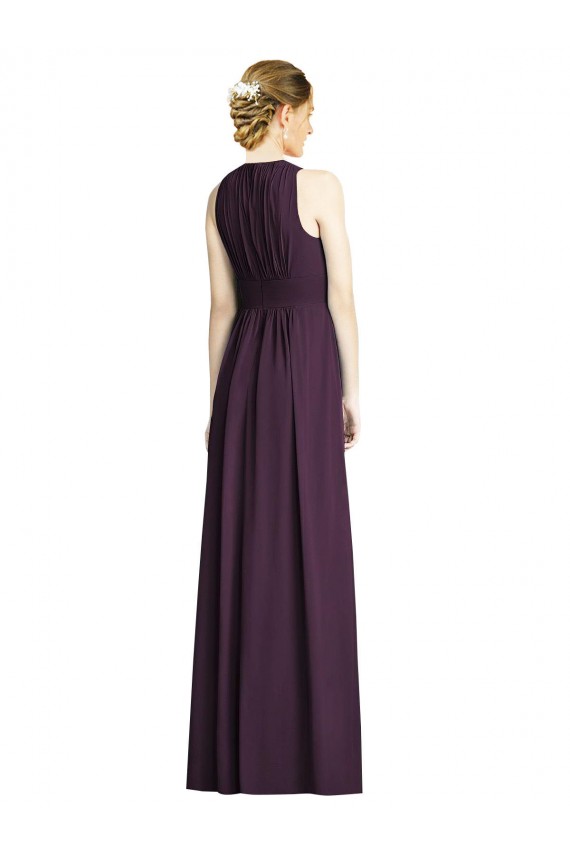 Soft Chiffon A-Line Long Sleeveless Grape Bridesmaid Dress Glasgow