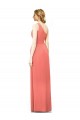 Soft Chiffon A-Line Long Coral Bridesmaid Dress Glasgow