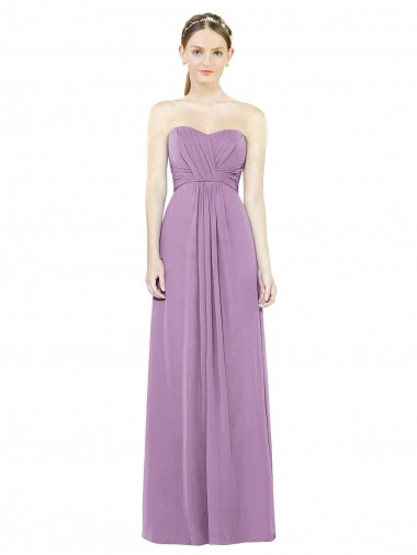 Soft Chiffon A-Line Long Sleeveless Dark Lavender Bridesmaid Dress Glasgow