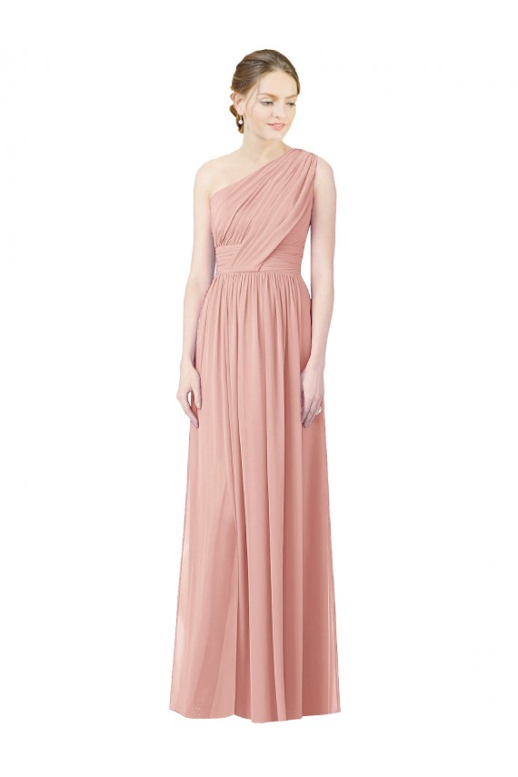 Soft Chiffon A-Line Long Sleeveless Bliss Pink Bridesmaid Dress Glasgow