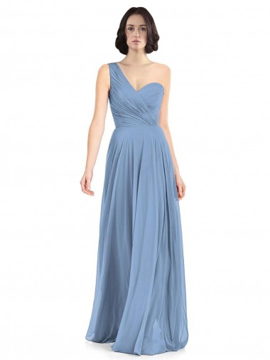 Soft Chiffon A-Line Long Sleeveless Dusty Blue Formal Dress / Bridesmaid Dress Glasgow