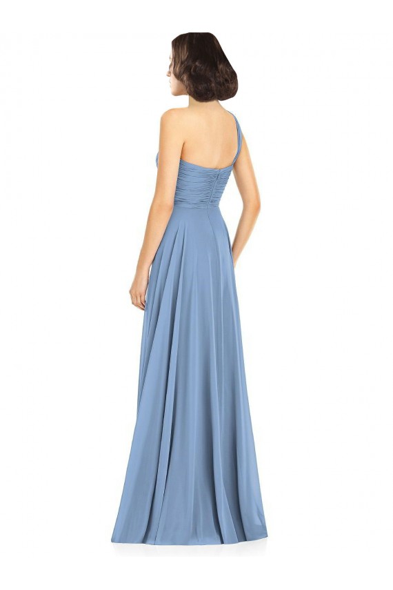 Soft Chiffon A-Line Long Sleeveless Dusty Blue Formal Dress / Bridesmaid Dress Glasgow