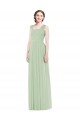 Soft Chiffon A-Line Long Sleeveless Sage Bridal Party Dress Glasgow