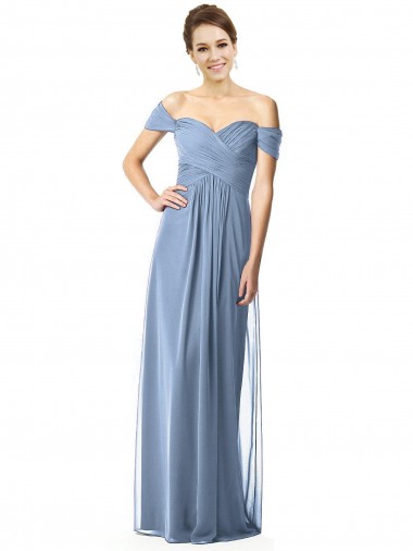 Soft Chiffon Long A-Line Cap Sleeves Bridesmaid Dress Glasgow