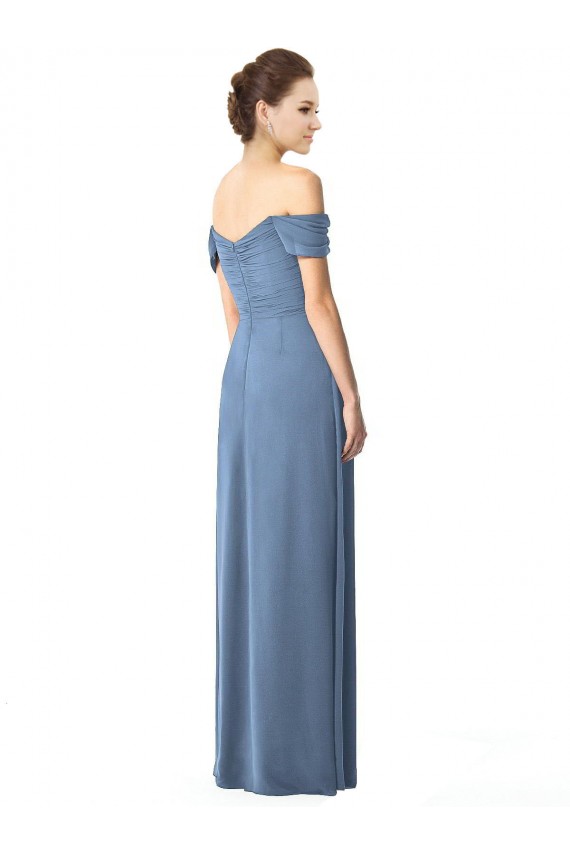 Soft Chiffon Long A-Line Cap Sleeves Bridesmaid Dress Glasgow