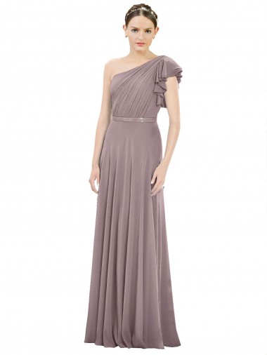 Soft Chiffon A-Line Long Sleeveless Dusty Rose Bridesmaid Dress Glasgow