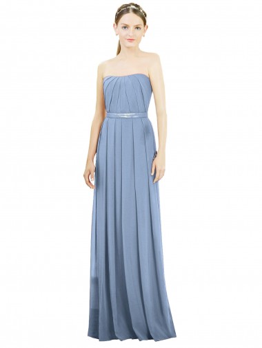 Soft Chiffon A-Line Long Sleeveless Dusty Blue Bridesmaid Dress Glasgow
