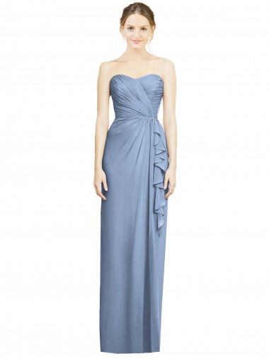 Soft Chiffon Sheath Long Sleeveless Front Slit Bridesmaid Dresses Glasgow