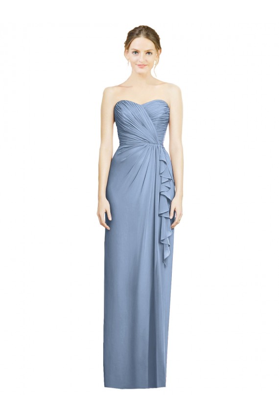 Soft Chiffon Sheath Long Sleeveless Front Slit Bridesmaid Dresses Glasgow