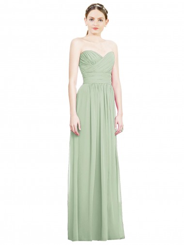 Soft Chiffon A-Line Long Sleeveless Sage Criss Cross Back Bridesmaid Dress Glasgow