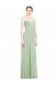 Soft Chiffon A-Line Long Sleeveless Sage Criss Cross Back Bridesmaid Dress Glasgow