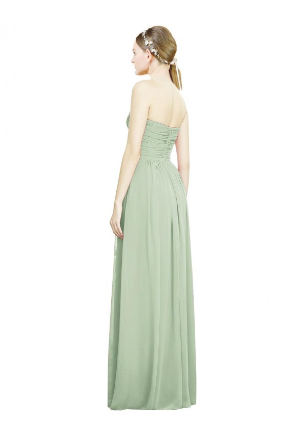 Soft Chiffon A-Line Long Sleeveless Sage Criss Cross Back Bridesmaid Dress Glasgow