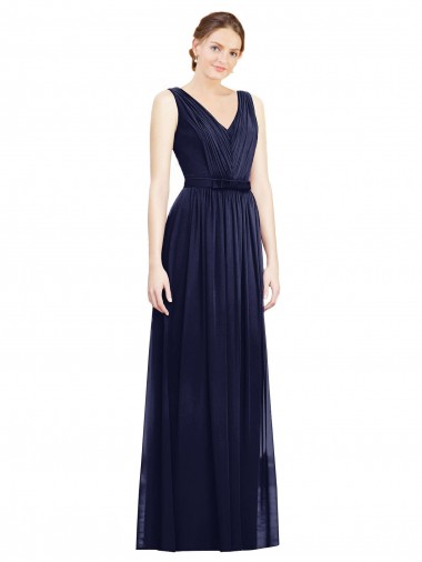 Chiffon A-Line Sleeveless Dark Navy Bridesmaid Gowns Glasgow