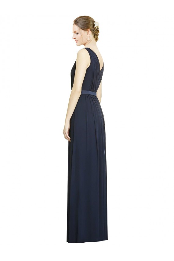 Chiffon A-Line Sleeveless Dark Navy Bridesmaid Gowns Glasgow
