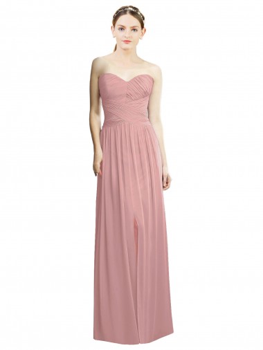 Chiffon A-Line Long Sleeveless Front Slit Bridesmaid Dresses Glasgow