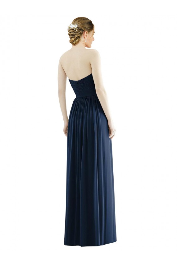 Soft Chiffon A-Line Long Sleeveless Dark Navy Evening Dresses Glasgow