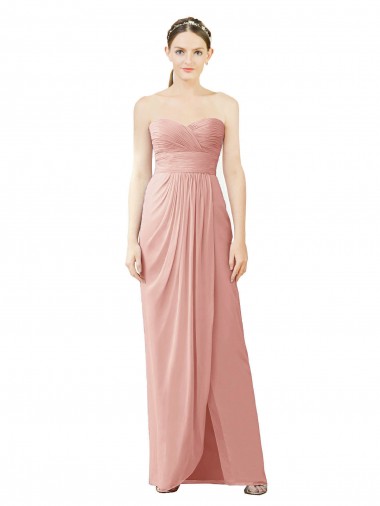 Soft Chiffon A-Line Long Sleeveless Bliss Pink Bridesmaid Dresses Glasgow