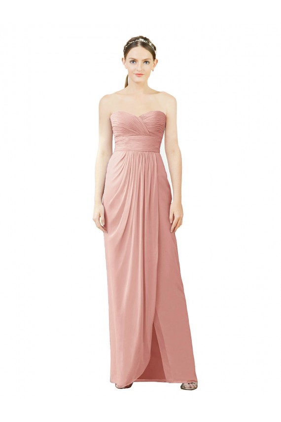 Soft Chiffon A-Line Long Sleeveless Bliss Pink Bridesmaid Dresses Glasgow