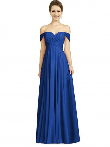 Soft Chiffon A-Line Long Cap Sleeves Semi Formal Evening Dress / Bridesmaid Dress Glasgow