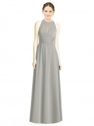 Chiffon A-Line Long Sleeveless Silver Bridesmaid Dress / Evening Dress Glasgow