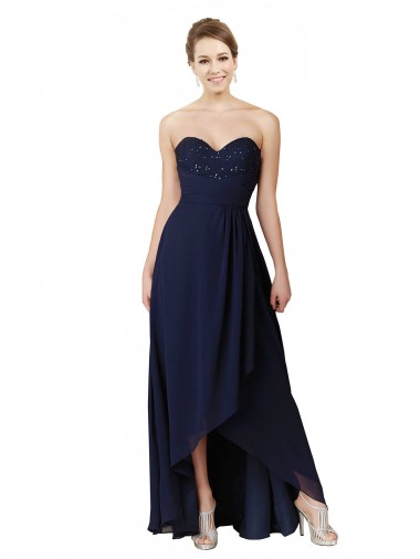 Luxe Chiffon A-Line Long Sleeveless High Low Bridesmaid Dress Glasgow