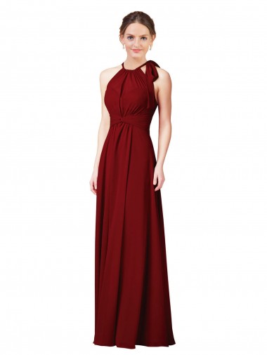 Soft Chiffon Sheath Long Sleeveless Open Slit Back Bridesmaid Dresses Glasgow