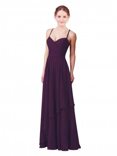 Soft Chiffon Sheath Long Sleeveless Grape Bridesmaid Dress Glasgow