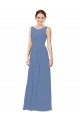 Soft Chiffon Sheath Long Sleeveless Windsor Blue Bridesmaid Dress Glasgow