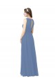 Soft Chiffon Sheath Long Sleeveless Windsor Blue Bridesmaid Dress Glasgow