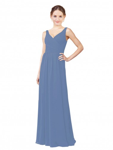 Soft Chiffon Sheath Long Sleeveless Bridal Party Dress Glasgow