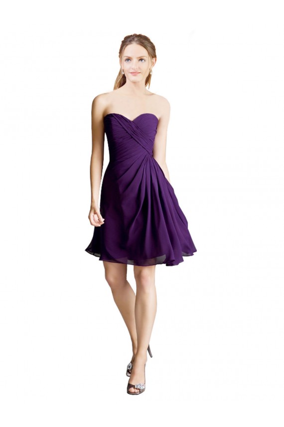 Soft Chiffon A-Line Knee Length Sleeveless Purple Bridesmaid Dress Glasgow