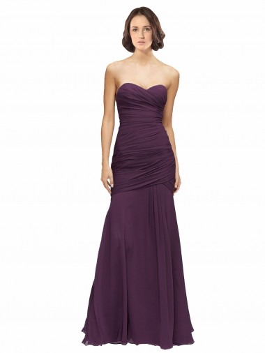 Soft Chiffon Mermaid Long Sleeveless Grape Bridesmaid Dress Glasgow