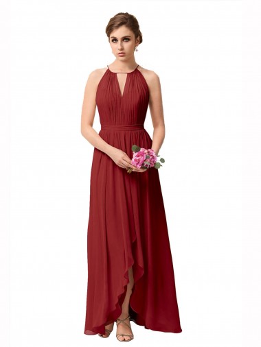 Luxe Chiffon A-Line Sleeveless Burgundy Bridesmaid Dresses Glasgow